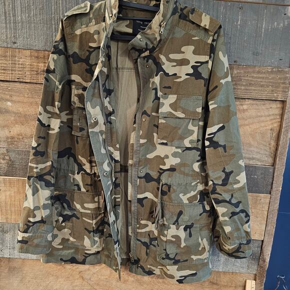 Love Tree Green Camouflage Print Military Army Utility Anorak Jacket M Casual - Picture 2 of 9